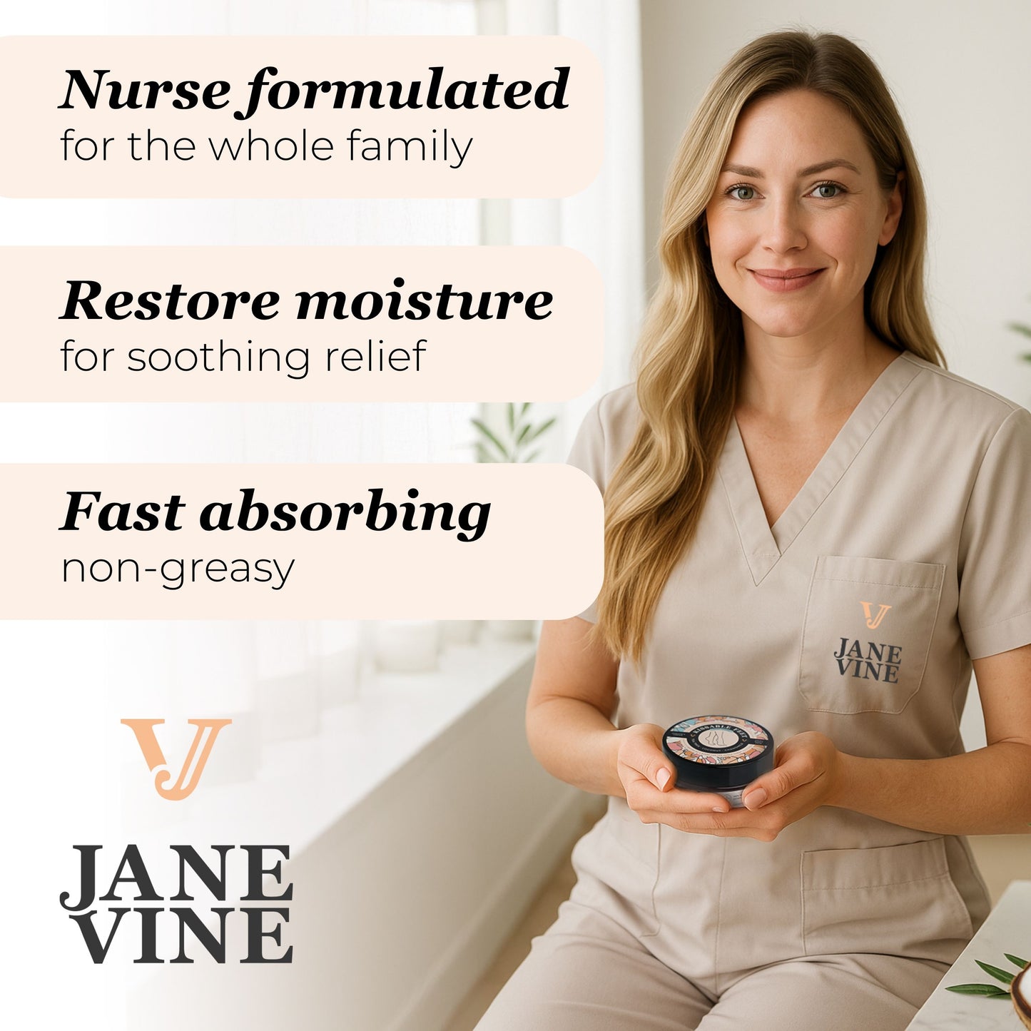 Jane Vine Kissable Feet – Natural Athlete’s Foot Cream for Itchy, Peeling Feet | Antifungal Tea Tree, Coconut & Calendula Formula | No-Sting, Nurse-Crafted Skin Relief – 3.5 oz