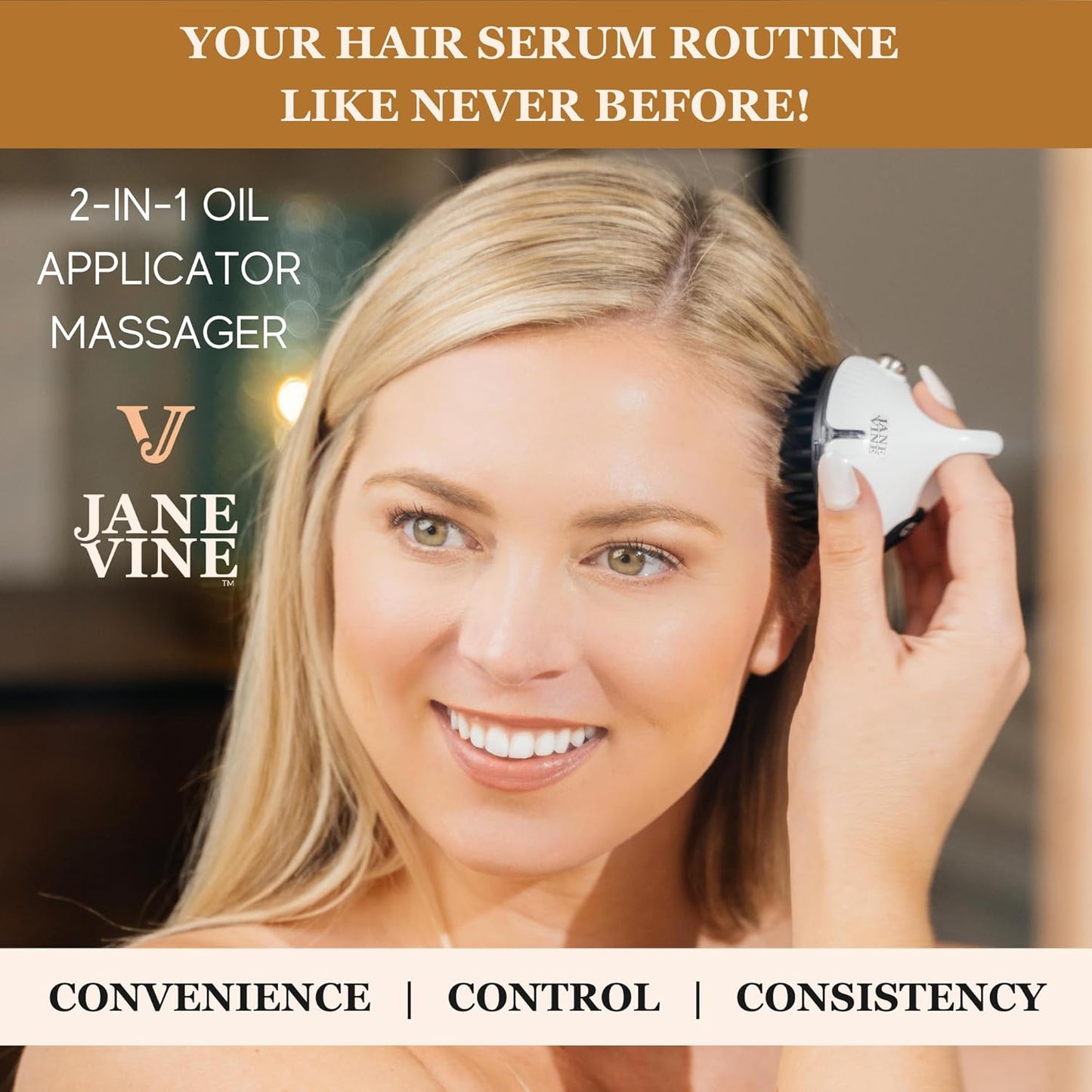 Hair Oil Applicator - 2 in 1 Scalp Massager for Growth Exfoliating Brush Dandruff Treatment and Oiling with Silicone Head Scrubber White