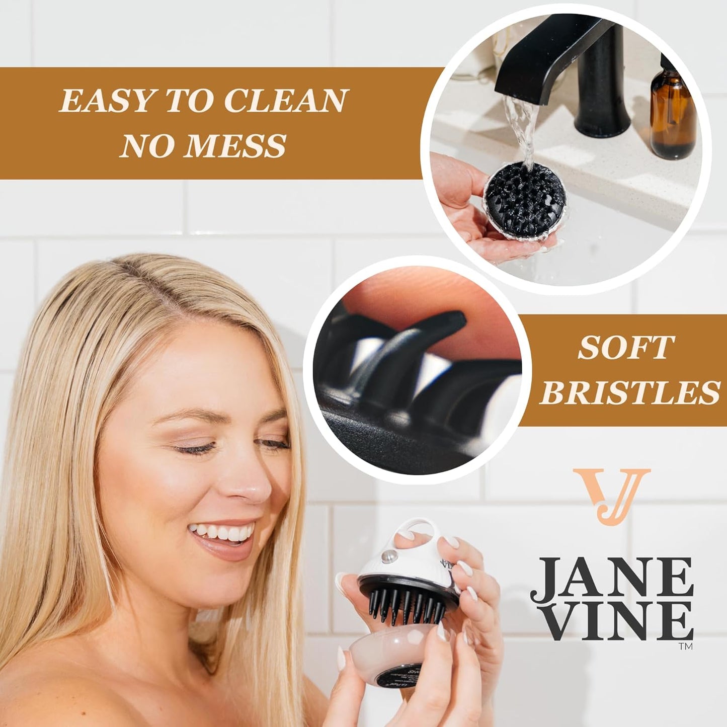 Hair Oil Applicator - 2 in 1 Scalp Massager for Growth Exfoliating Brush Dandruff Treatment and Oiling with Silicone Head Scrubber White