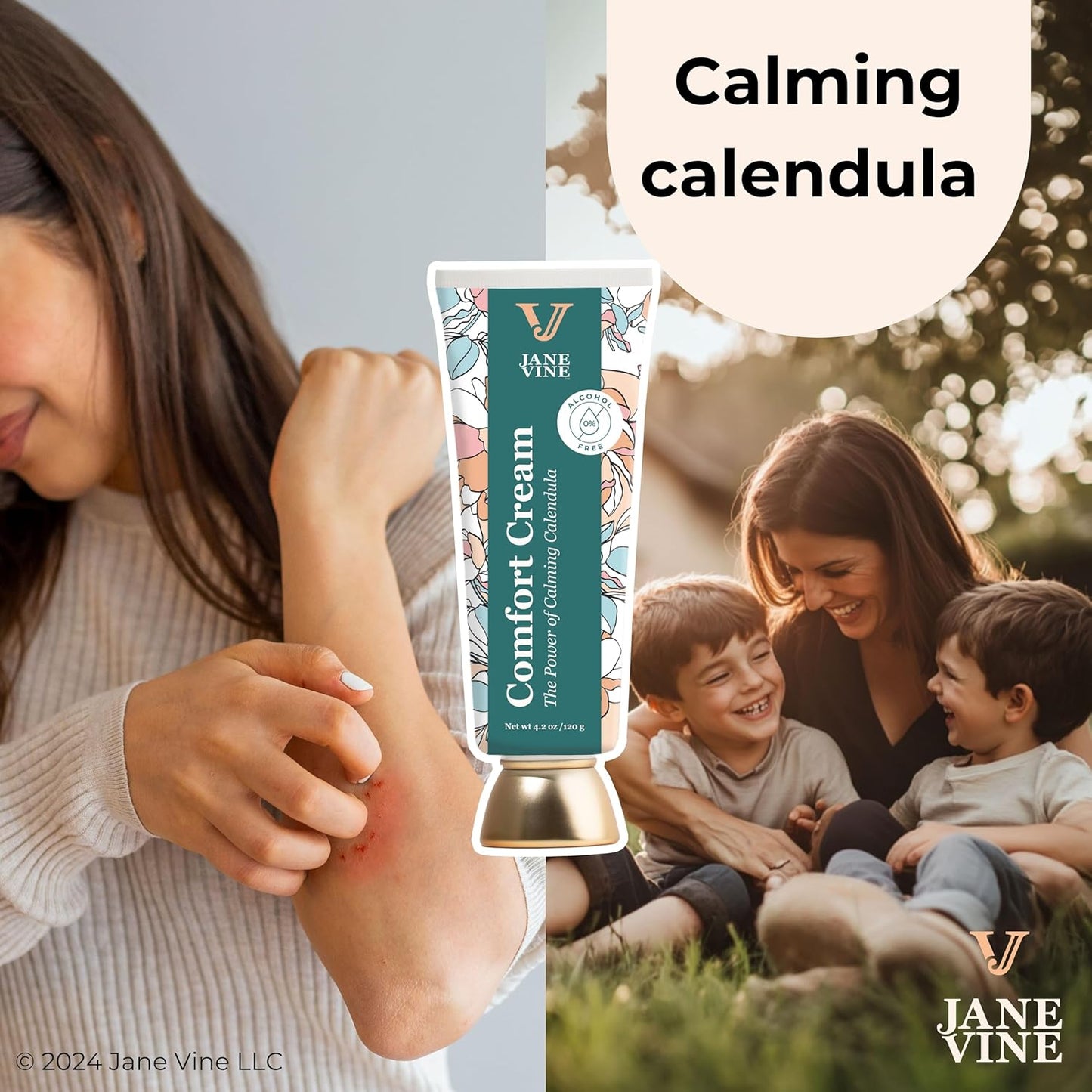 JANE VINE Calendula Cream for Dry, Irritated & Sensitive Skin – Natural Herbal Moisturizer with Calendula, Chamomile & Aloe | Soothing Skin Barrier Repair Cream for Eczema, Rashes, Redness