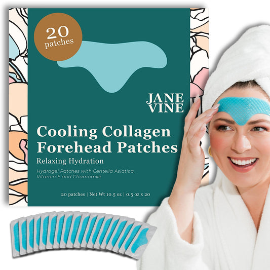 Forehead Wrinkle Patches - Anti Wrinkle Patches - Cooling Collagen Hydration - Wrinkles Treatment - Forehead Collagen Patches with Centella Asiatica, Vitamin E & Hyaluronic Acid - 20 Pcs
