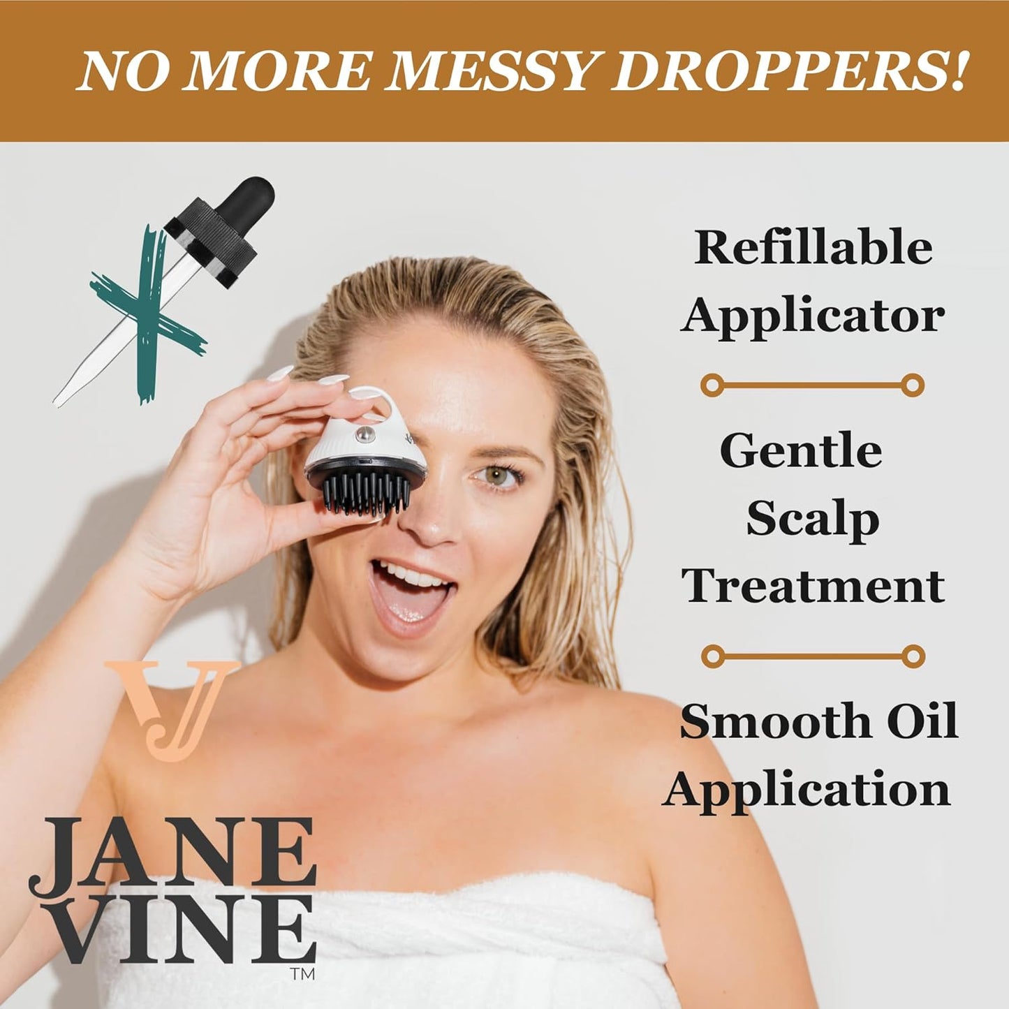 Hair Oil Applicator - 2 in 1 Scalp Massager for Growth Exfoliating Brush Dandruff Treatment and Oiling with Silicone Head Scrubber White
