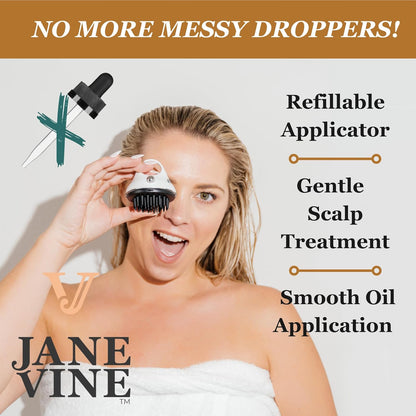 Hair Oil Applicator - 2 in 1 Scalp Massager for Growth Exfoliating Brush Dandruff Treatment and Oiling with Silicone Head Scrubber White