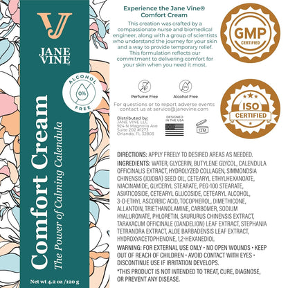JANE VINE Calendula Cream for Dry, Irritated & Sensitive Skin – Natural Herbal Moisturizer with Calendula, Chamomile & Aloe | Soothing Skin Barrier Repair Cream for Eczema, Rashes, Redness