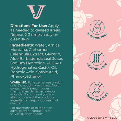 Jane Vine Arnica Gel – Arnica Montana for Face, Bruises, Muscle Soreness & Post-Workout Recovery – 7 oz